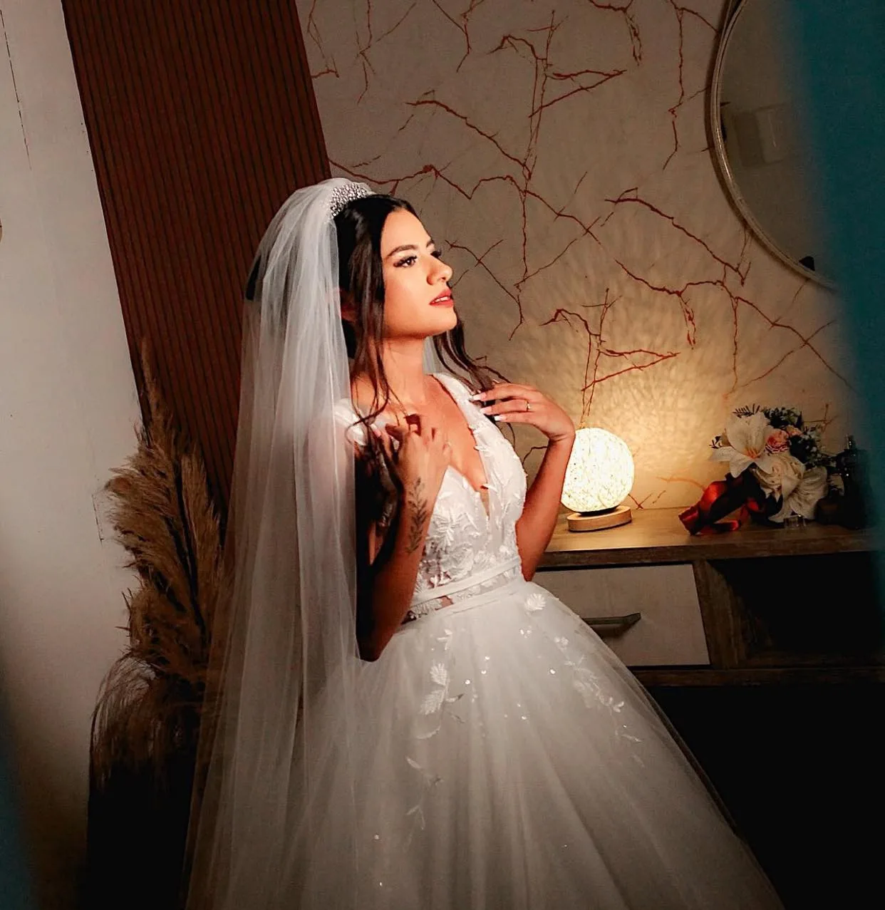 Noiva em retrato de casamento